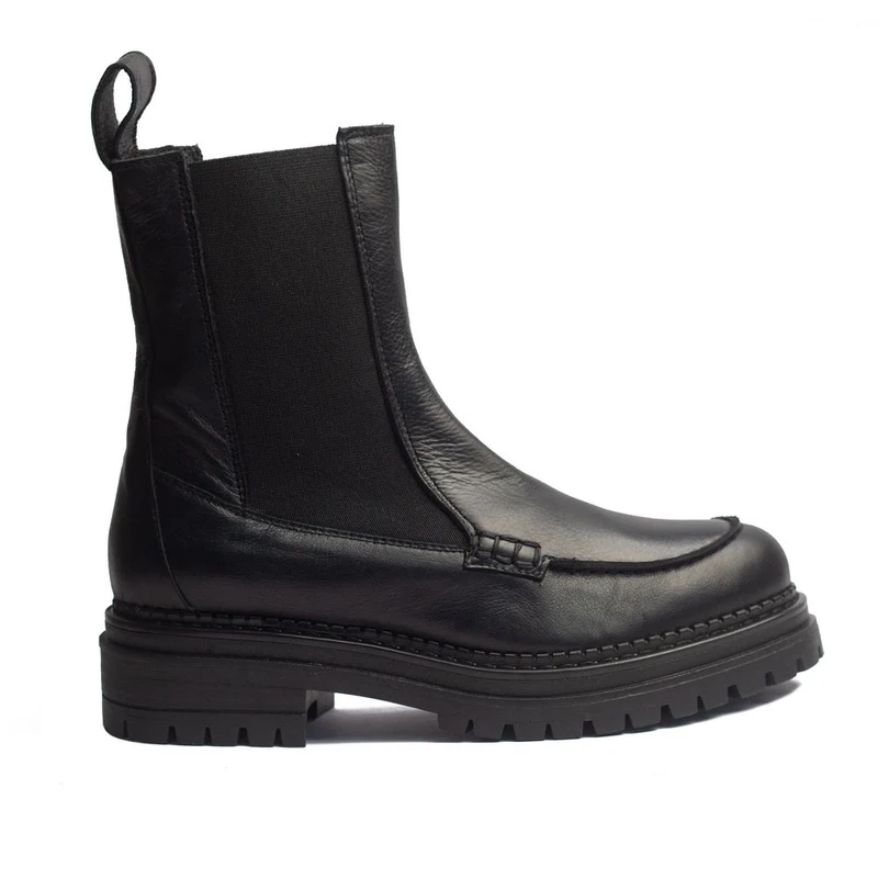 Spanish Women Black Leather Half Boot #1538