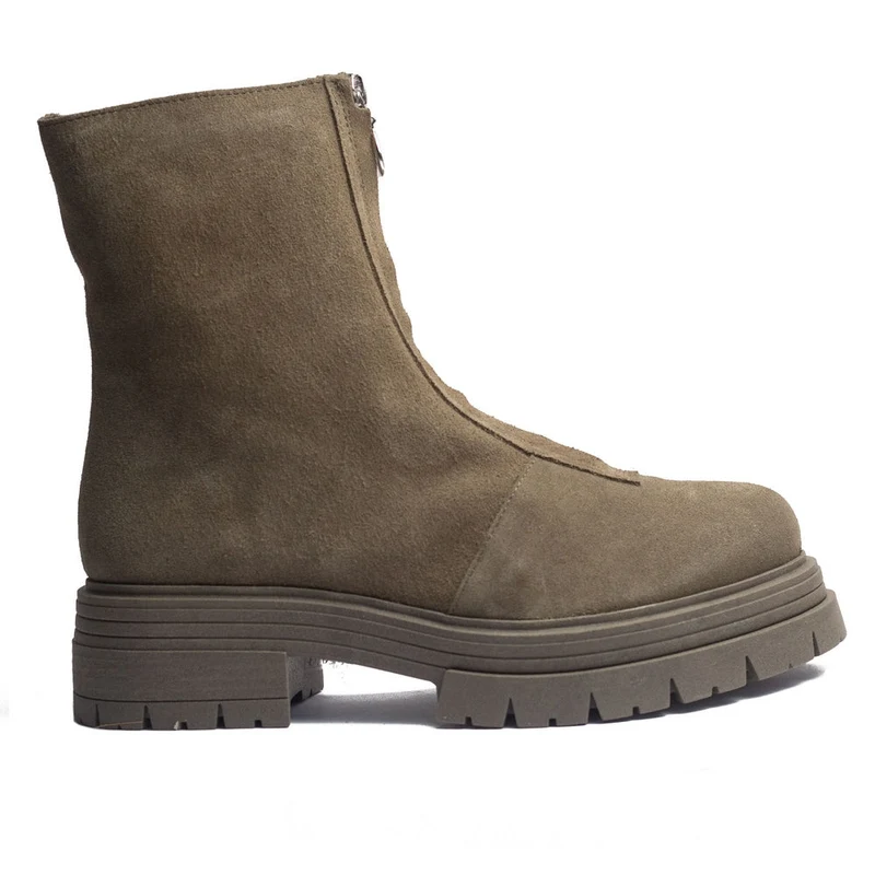 Spanish Women Kaki Chamois Half Boot #1537