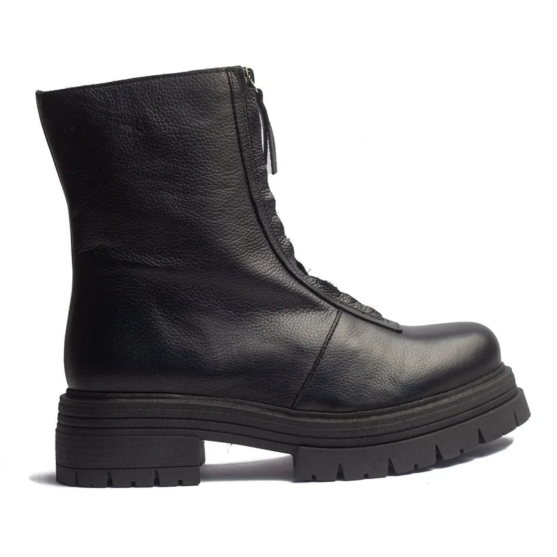 Spanish Women Black Leather Half Boot #1535