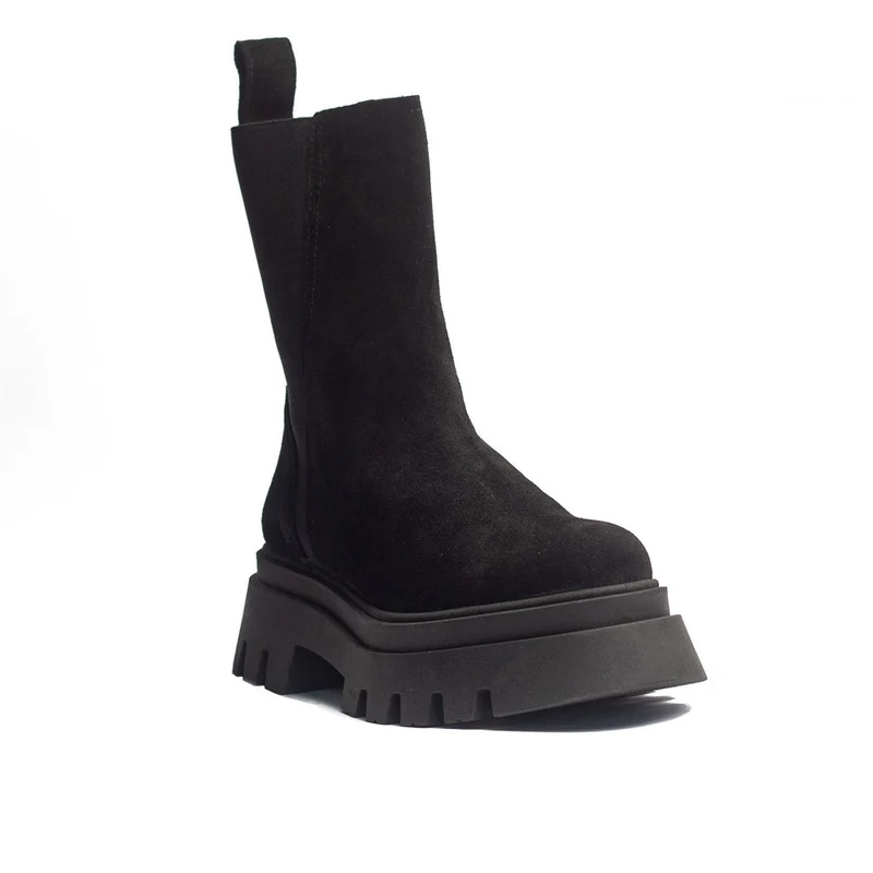 Spanish Women Black Chamois Half Boot #1530