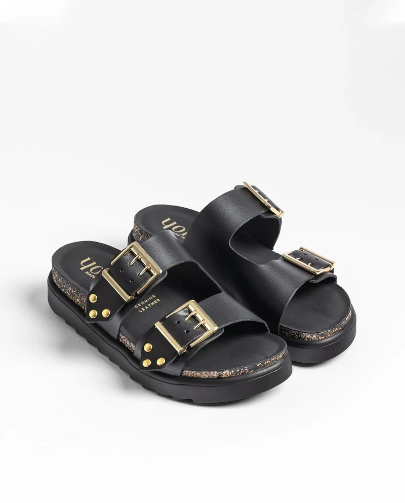 TUNEZ-262 Sandalia plana COCO negro