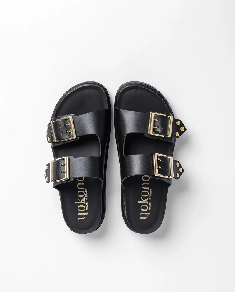 TUNEZ-262 Sandalia plana COCO negro
