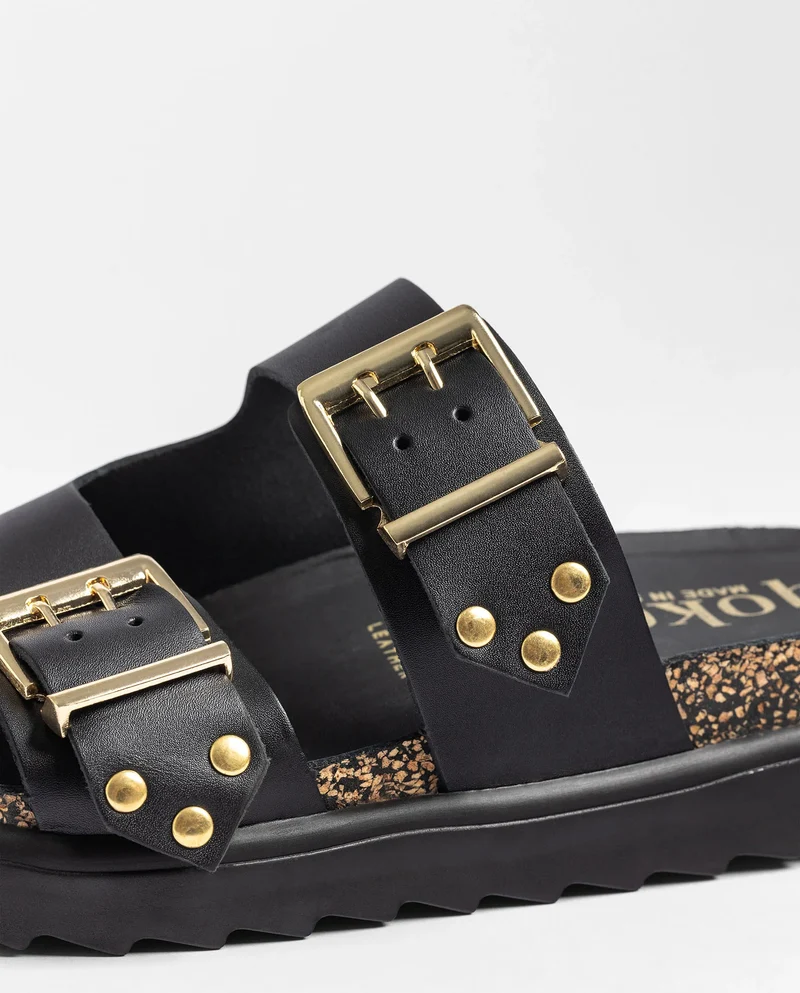 TUNEZ-262 Sandalia plana COCO negro