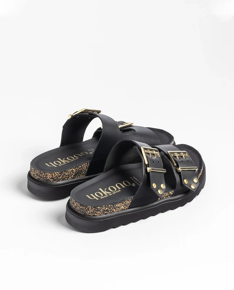 TUNEZ-262 Sandalia plana COCO negro