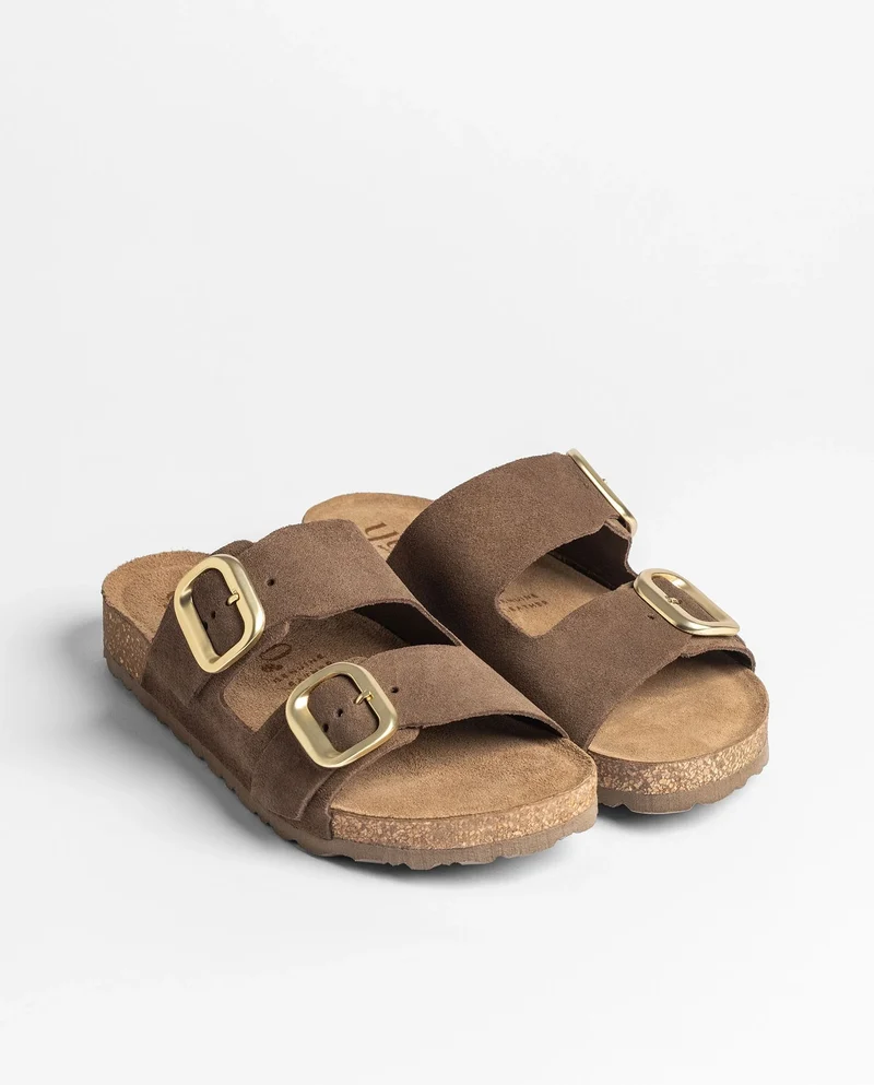 JERBA-700 Sandalia plana NOBUCK mocha