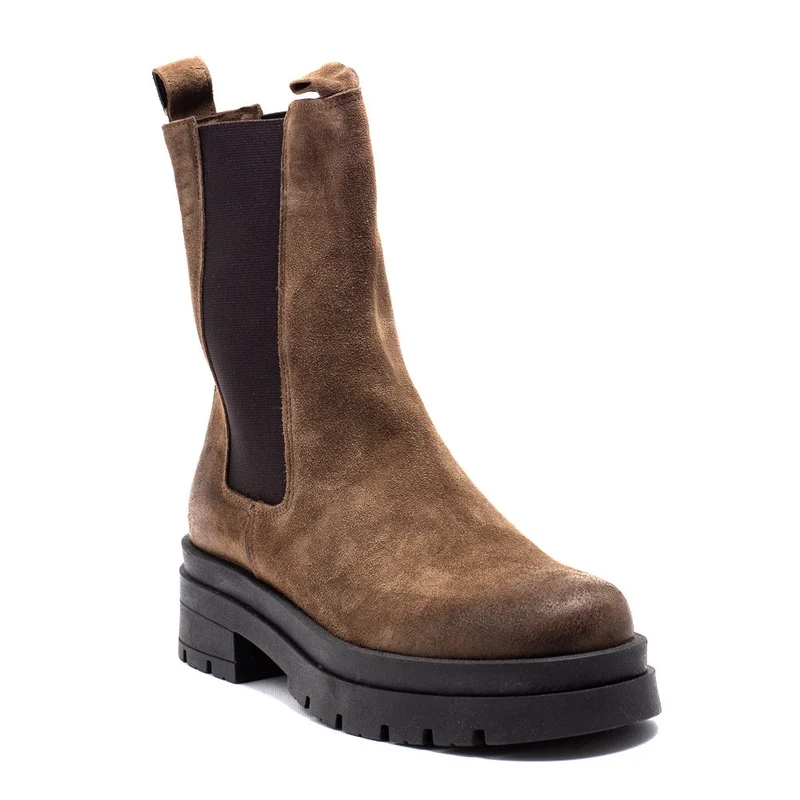 Italian Women Grey Chamois Half Boot #0103