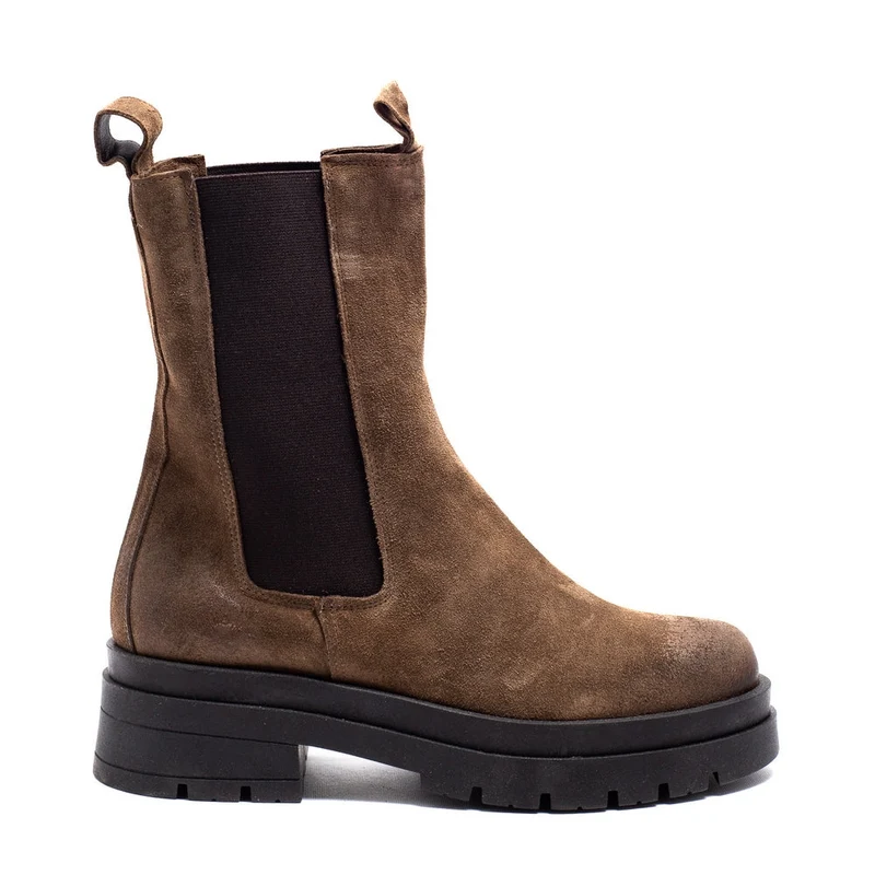 Italian Women Grey Chamois Half Boot #0103