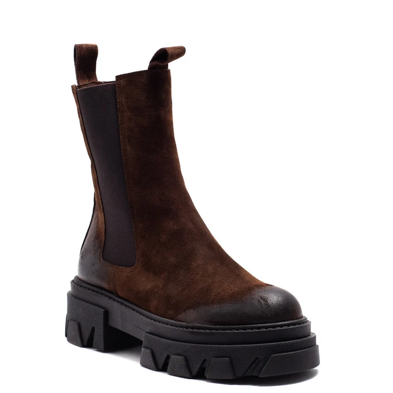Italian Women Brown Chamois Half Boot #0092