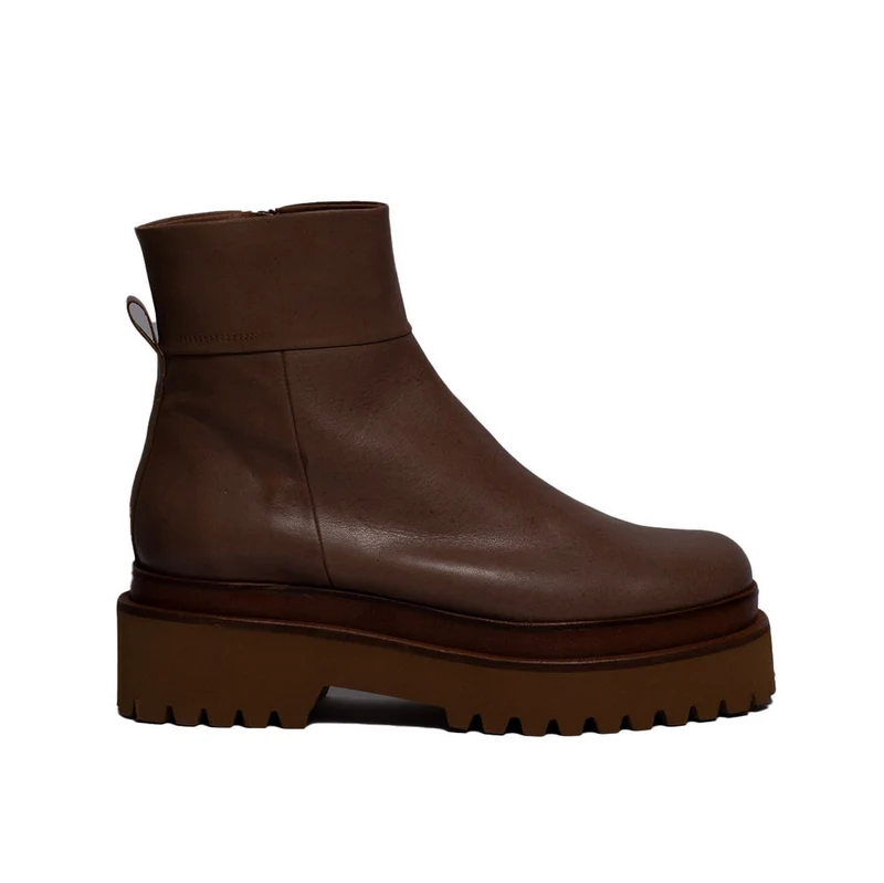 Spanish Women Beige Leather Half Boot #0356
