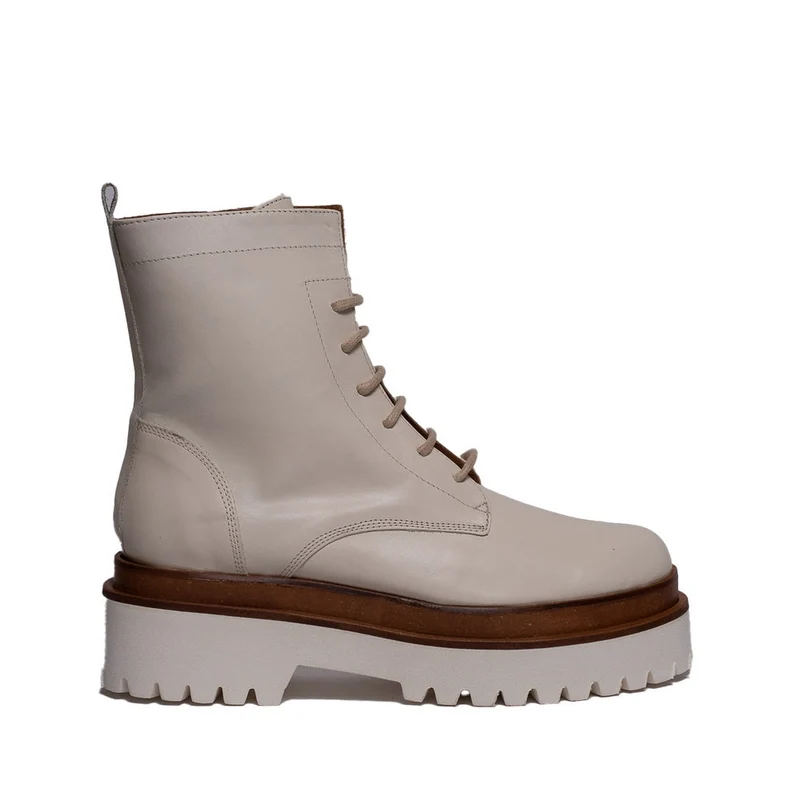 Spanish Women Creamy Leather Half Boot #0355