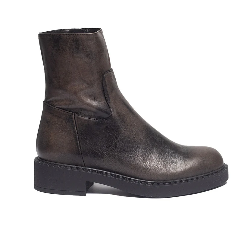 Spanish Women Grey Leather Half Boot #0353