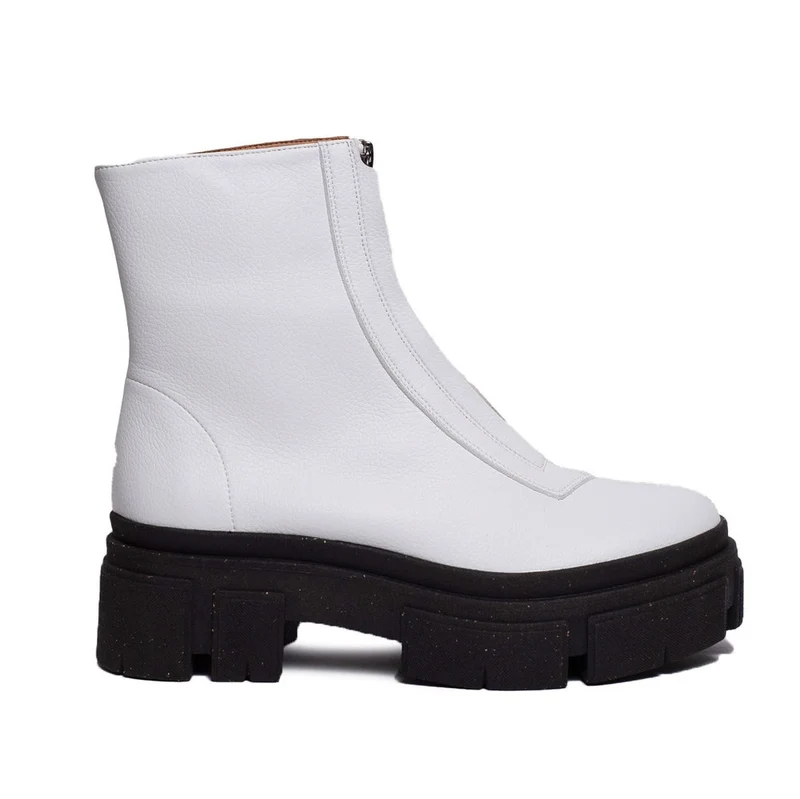 Spanish Women white Leather Half Boot #0336