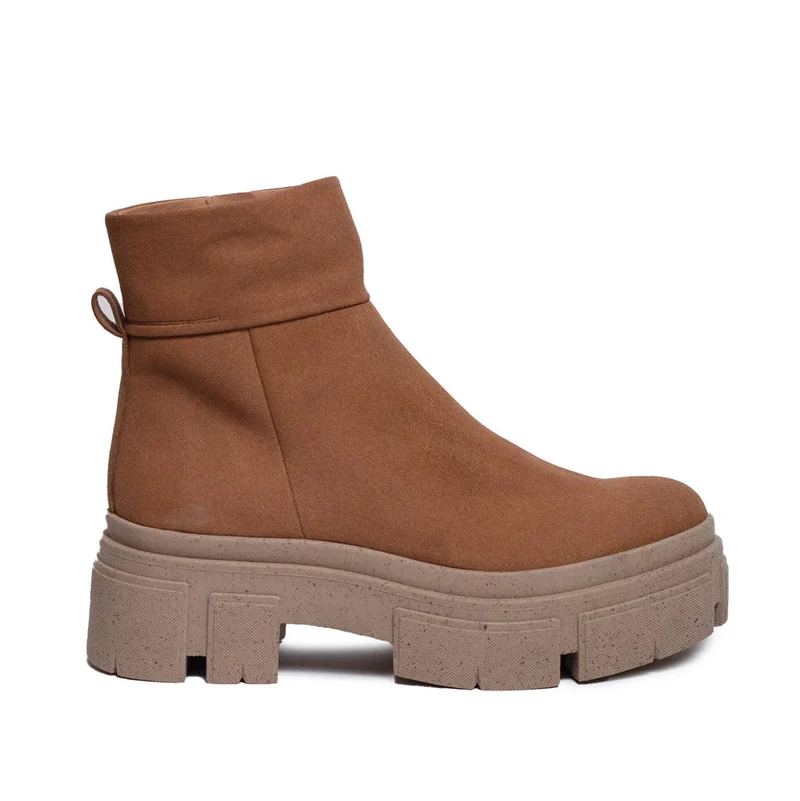 Spanish Women Beige Chamois Half Boot #0333
