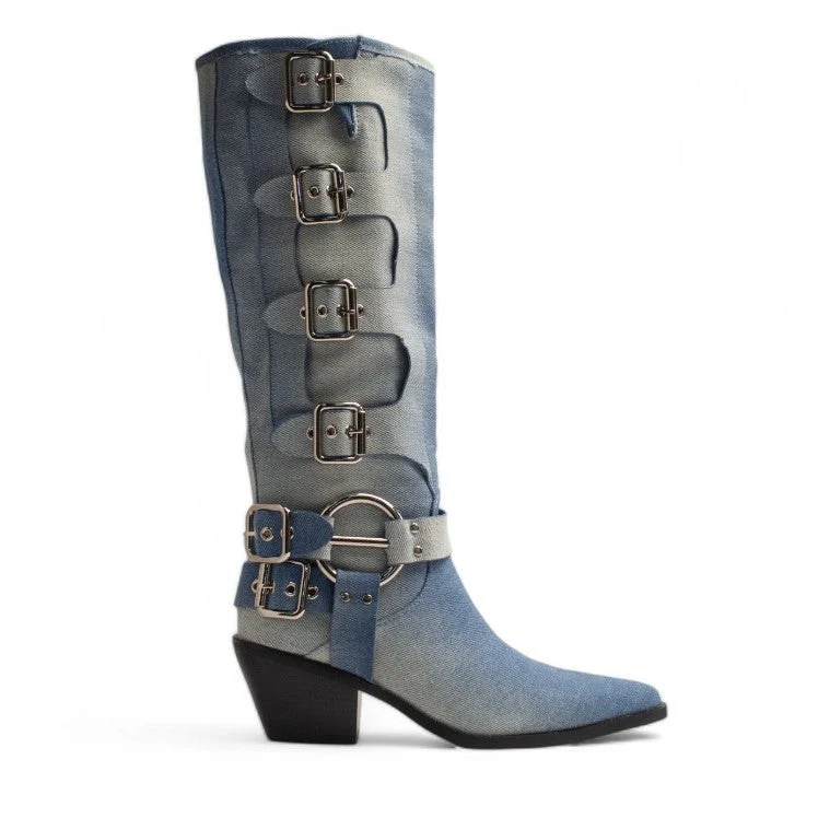 Europeon Union Women Blue Jeans Boot #3379