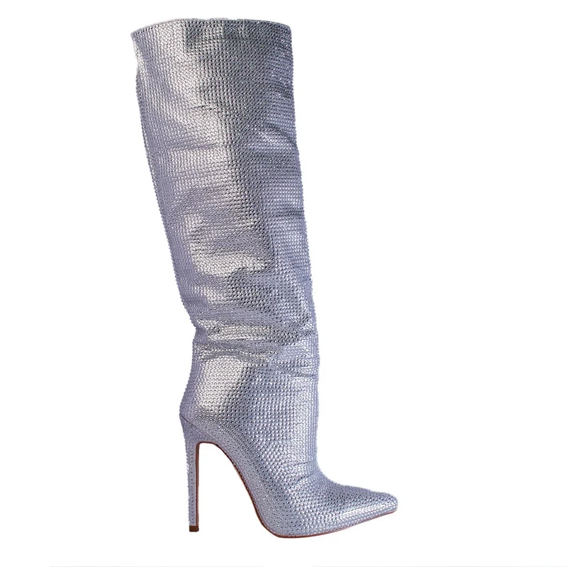 Europeon Union Women Silver Glitter Boots #2519