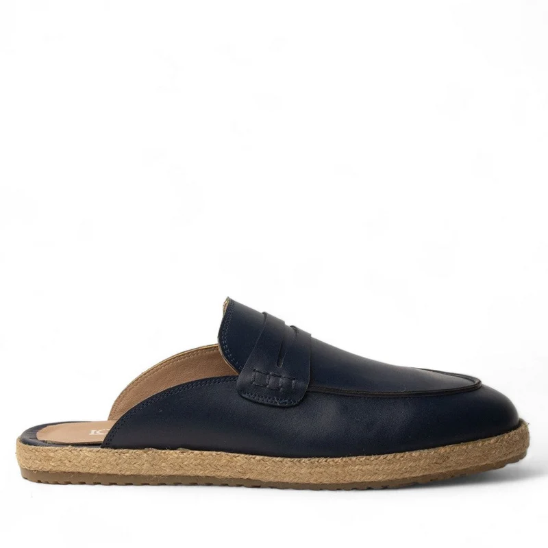Men Dark Blue Leather Shoes #4559