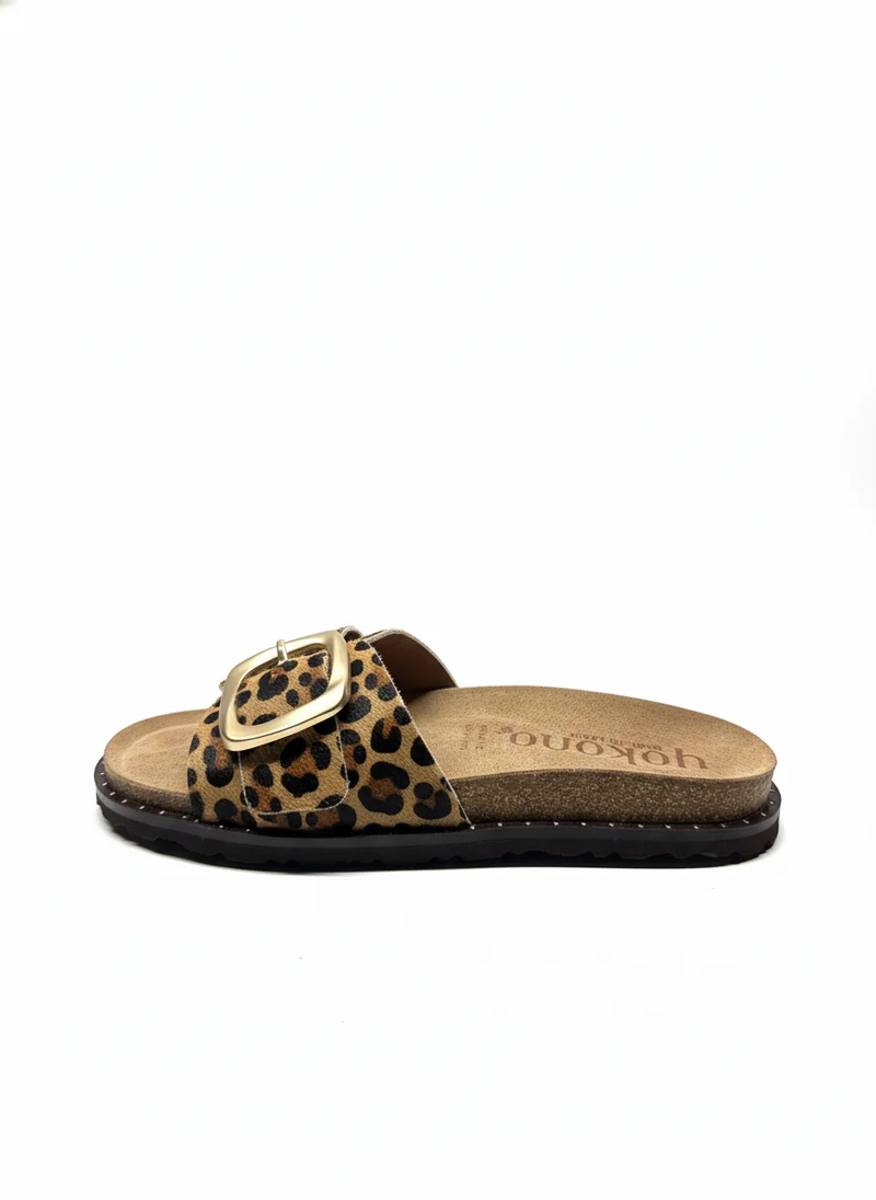 BOLUS-114 Sandalia plana LEOPARDO natural