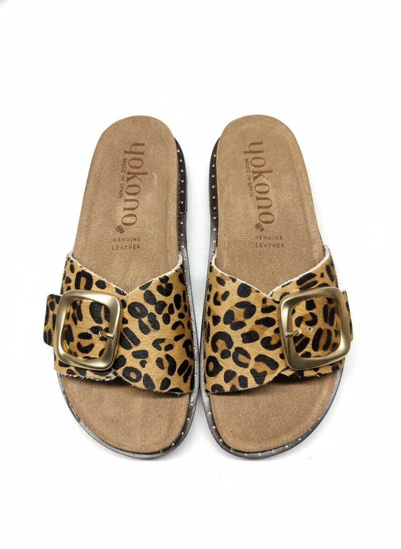 BOLUS-114 Sandalia plana LEOPARDO natural