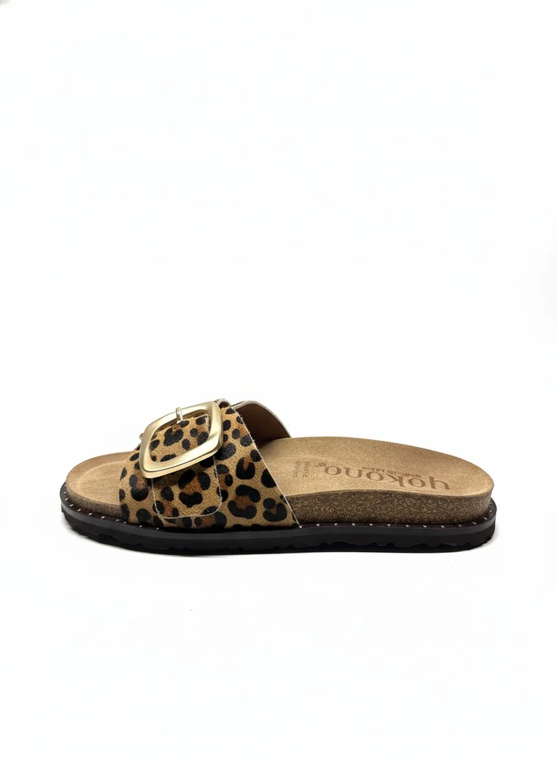 BOLUS-114 Sandalia plana LEOPARDO natural