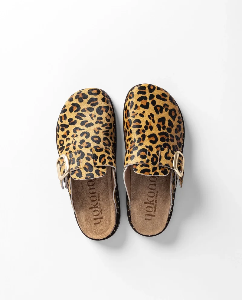 BOLUS-599 Zueco plano Leoprado natural