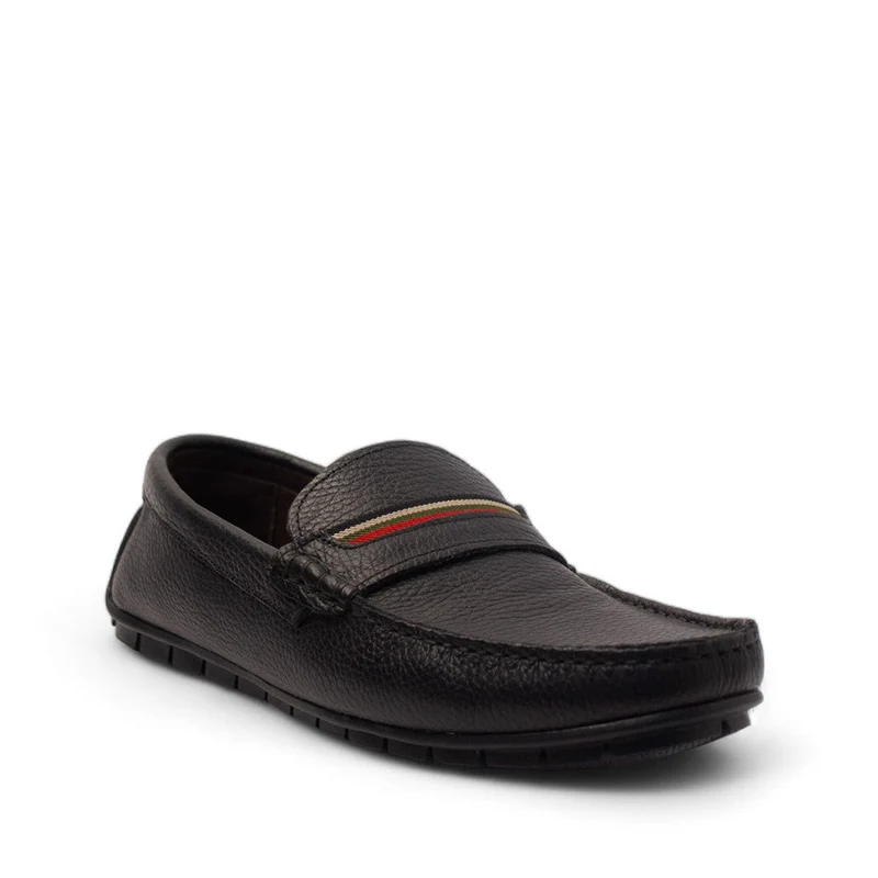 Men Black Leather Espadrilles #4439