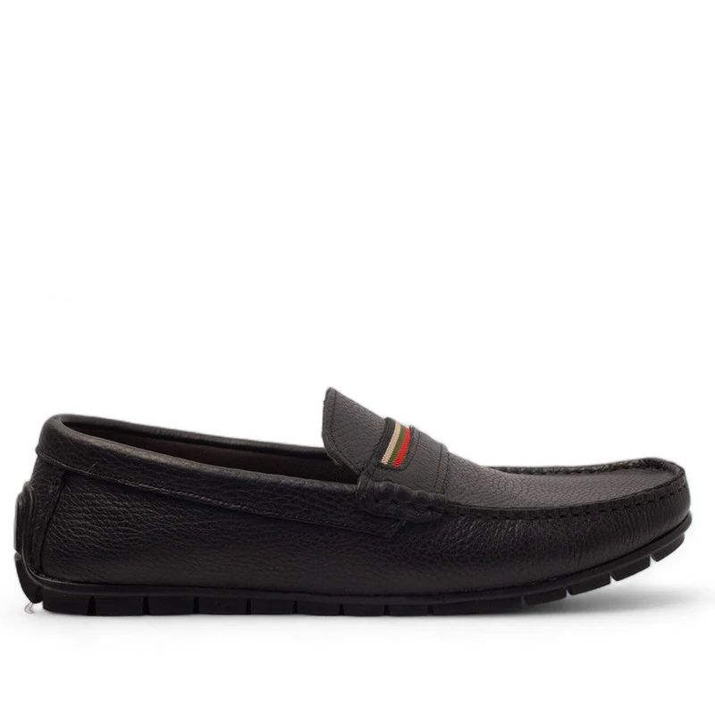 Men Black Leather Espadrilles #4439