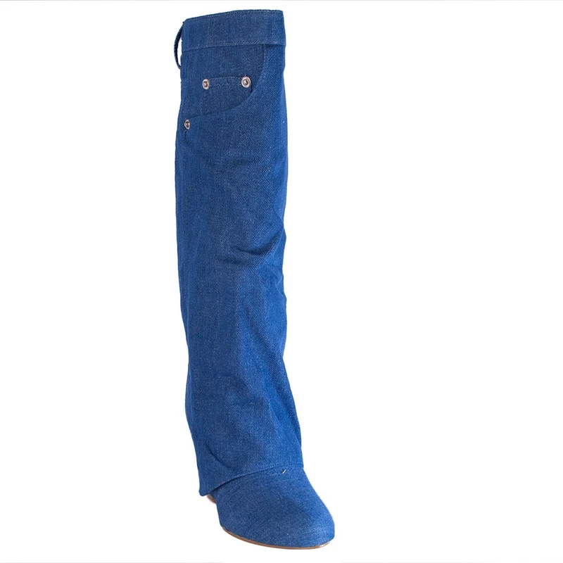 Europeon Union Women Blue Jeans Boots #2374
