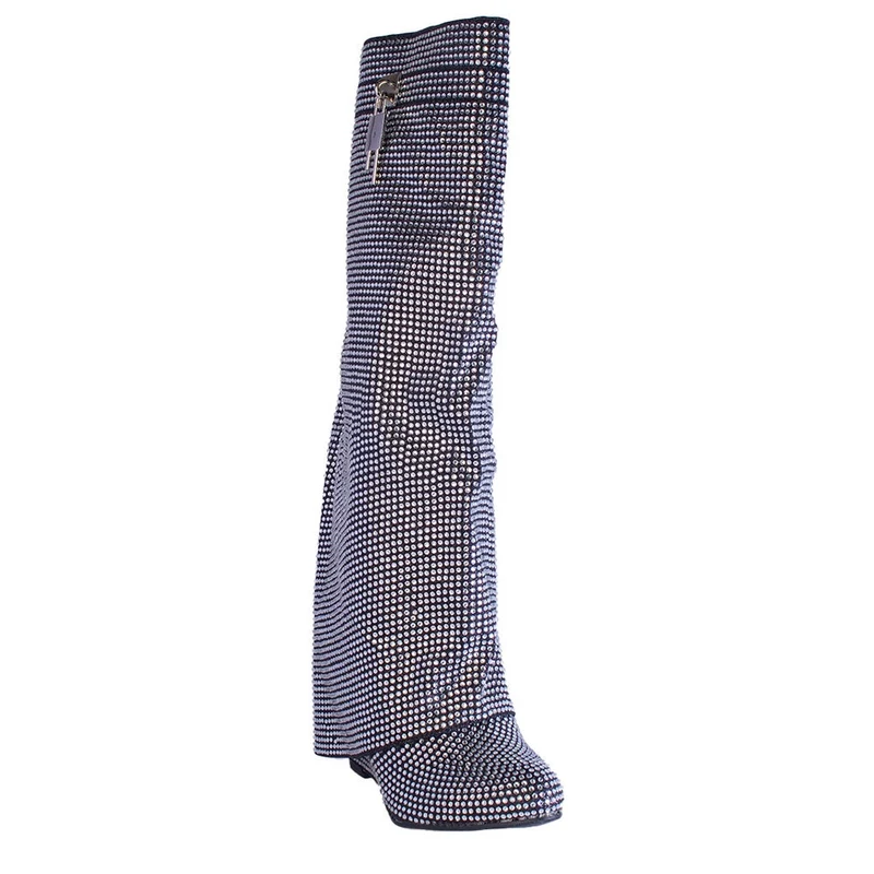 Europeon Union Women Silver Glitter Boots #2352