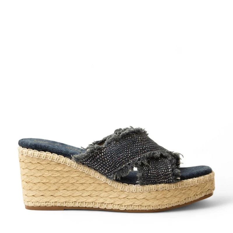 Women Blue Cloth Wedges #2971