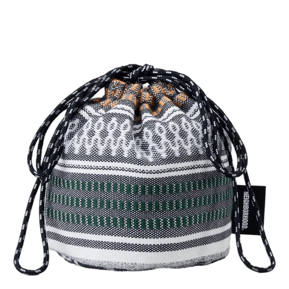Mexican Blanket Drawstring Bag Gray