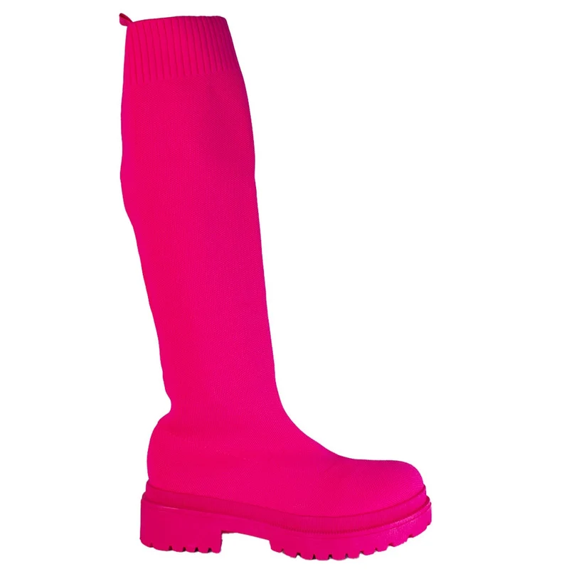 Europeon Union Women Pink Cloth Boots #2287