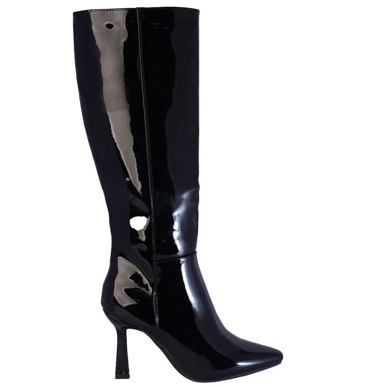 Europeon Union Women Black Vernis Leather Boots #2258