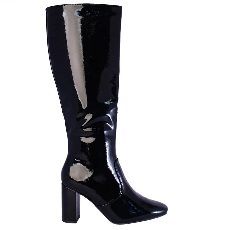 Europeon Union Women Black Vernis Leather Boots #2257
