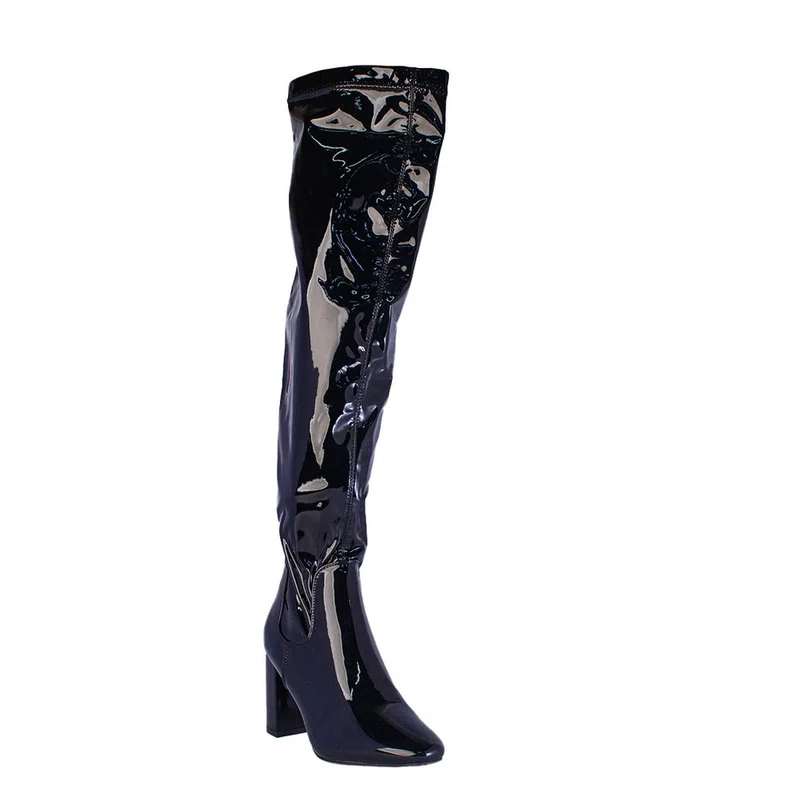 Europeon Union Women Black Vernis Leather Boots #2255