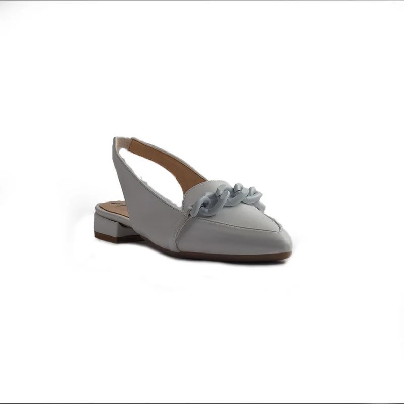 Italian Women White Leather Mules #1307