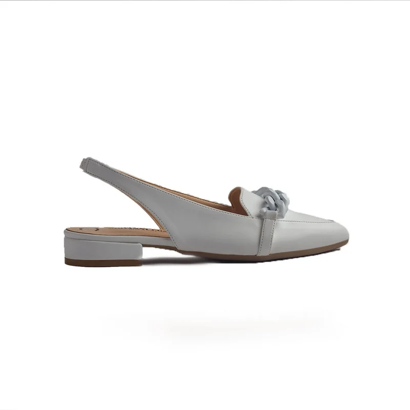 Italian Women White Leather Mules #1307