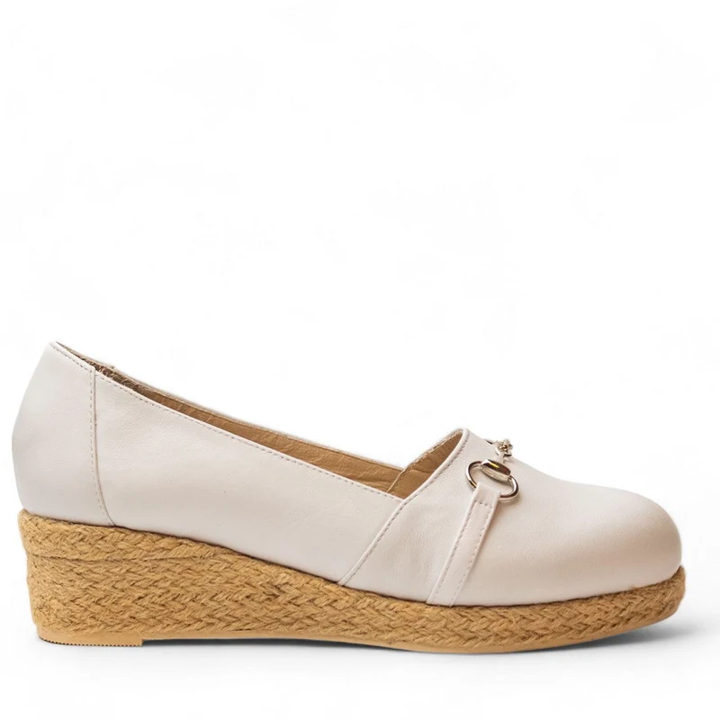 Women white Leather Wedges #2914