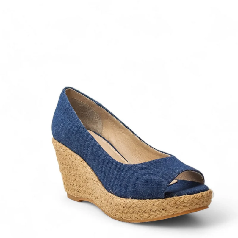 Women Blue Jeans Wedges #2912