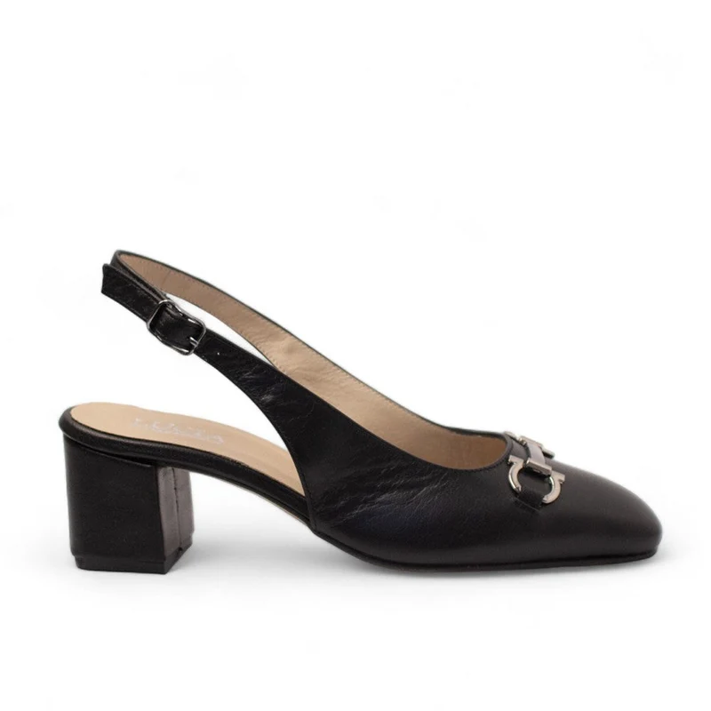Women Black Leather Wedges #2752
