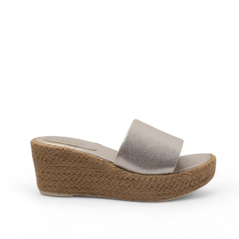 Women Silver Leather Wedges #2748