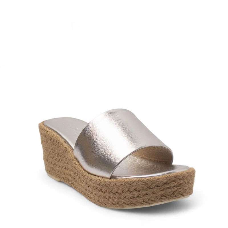 Women Silver Leather Wedges #2746