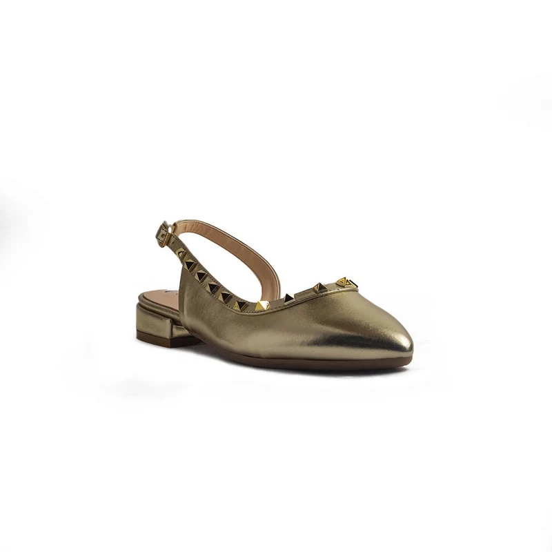 Italian Women Gold Leather Mules #1297