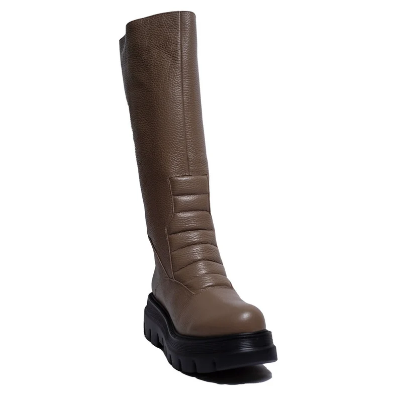 Spanish Women Beige Leather Boot #0331