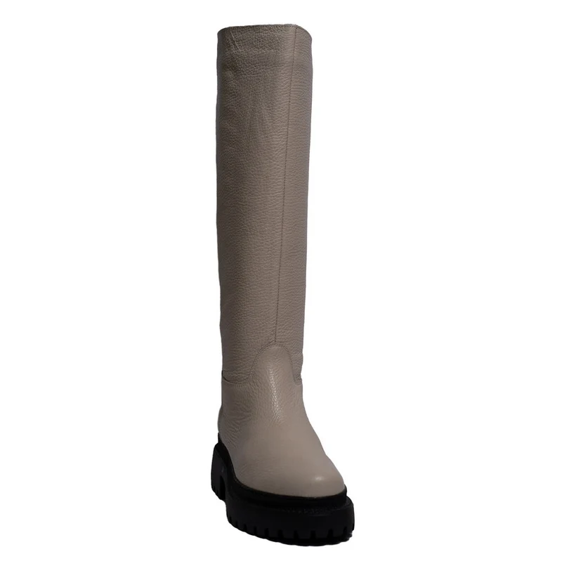 Spanish Women Creamy Leather Boots #0324
