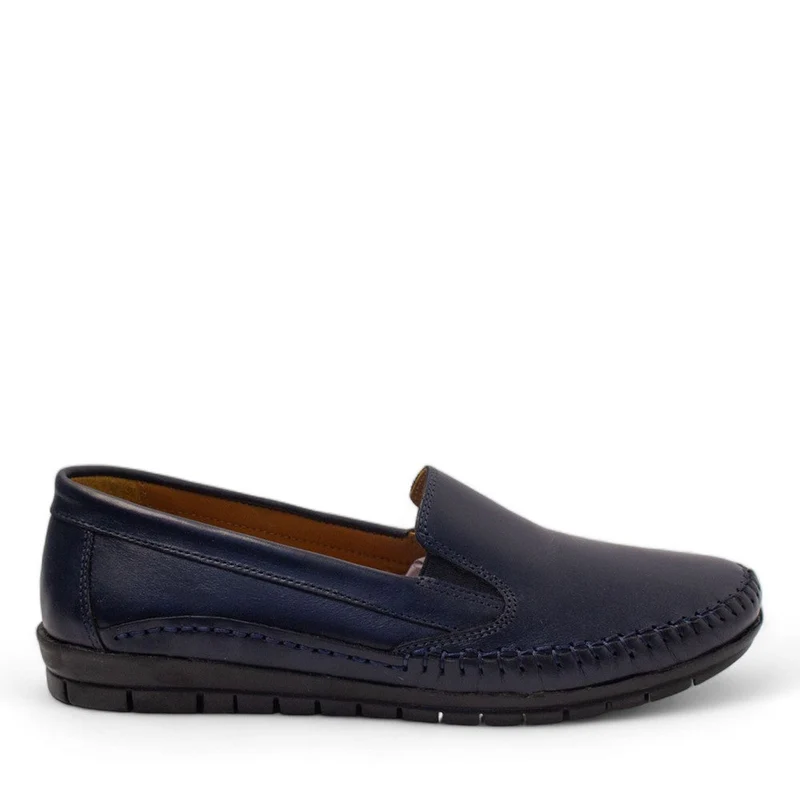Women Dark Blue Leather Espadrilles #2791