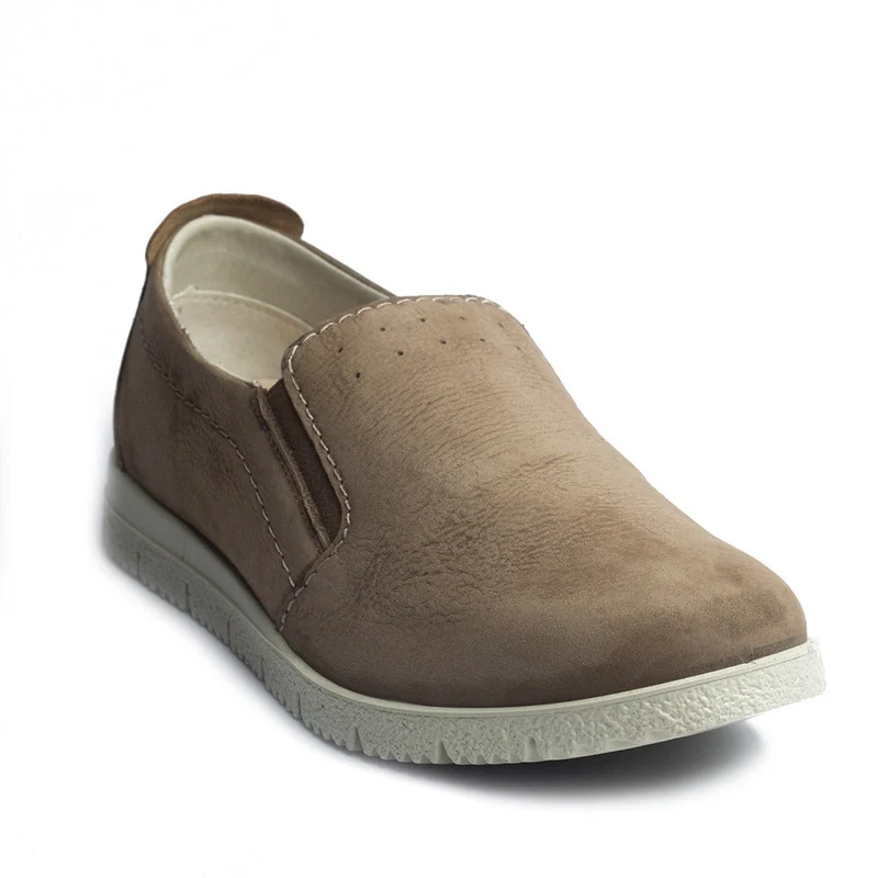 Italian Men Beige Leather Espadrilles #4064