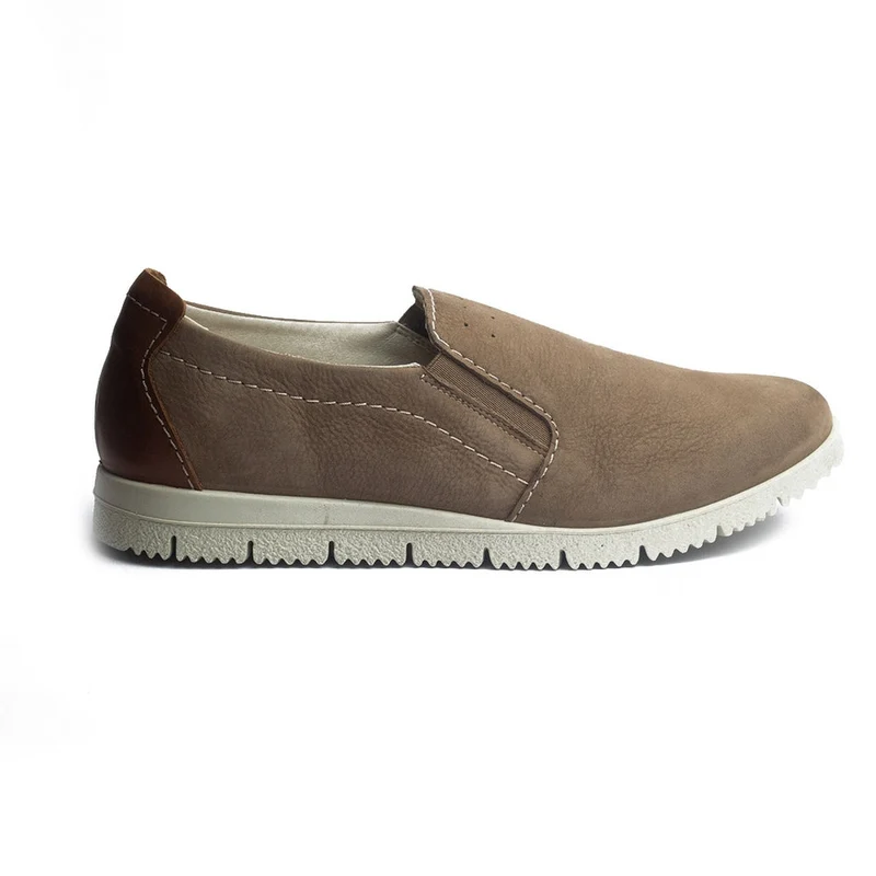 Italian Men Beige Leather Espadrilles #4064