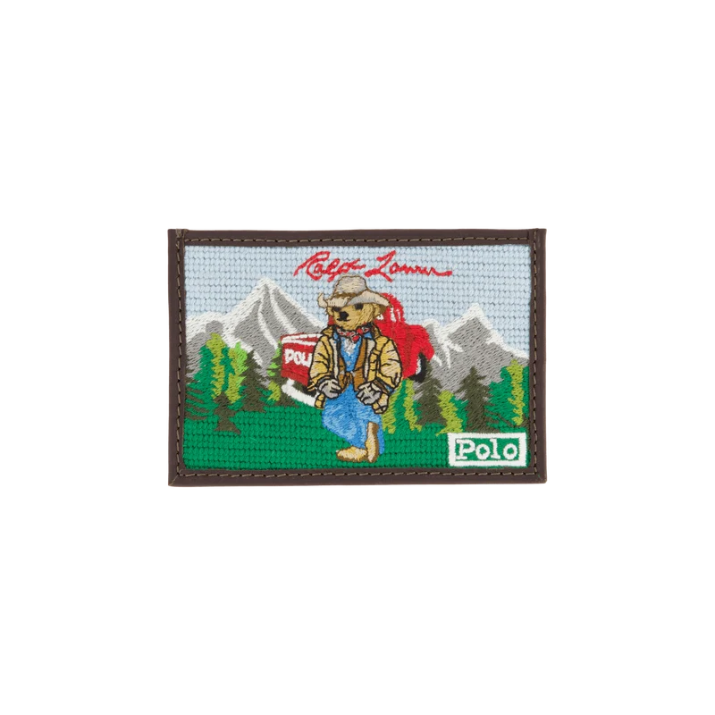Polo Bear Western Needlepoint Card Case Multi