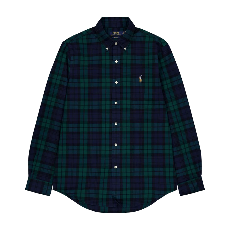 Custom Fit Plaid Oxford Shirt 5753 Navy/Green Multi