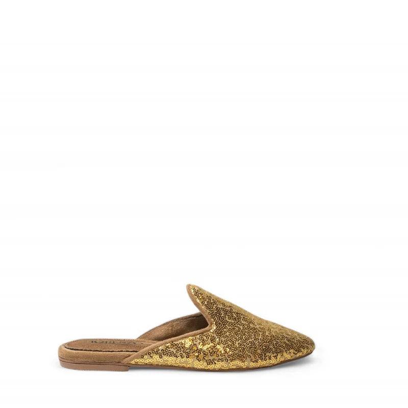 Women Gold Glitter Mules #3100